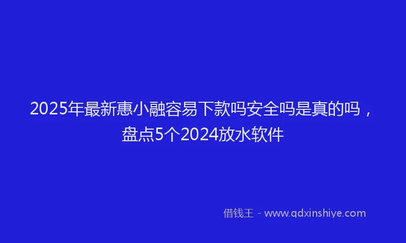 2025年最新惠小融容易下款吗安全吗是真的吗，盘点5个2024放水软件