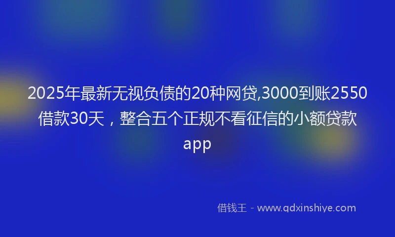 2025年最新无视负债的20种网贷,3000到账2550借款30天，整合五个正规不看征信的小额贷款app