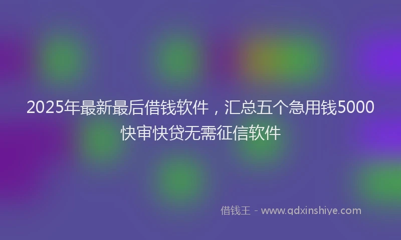 2025年最新最后借钱软件，汇总五个急用钱5000快审快贷无需征信软件