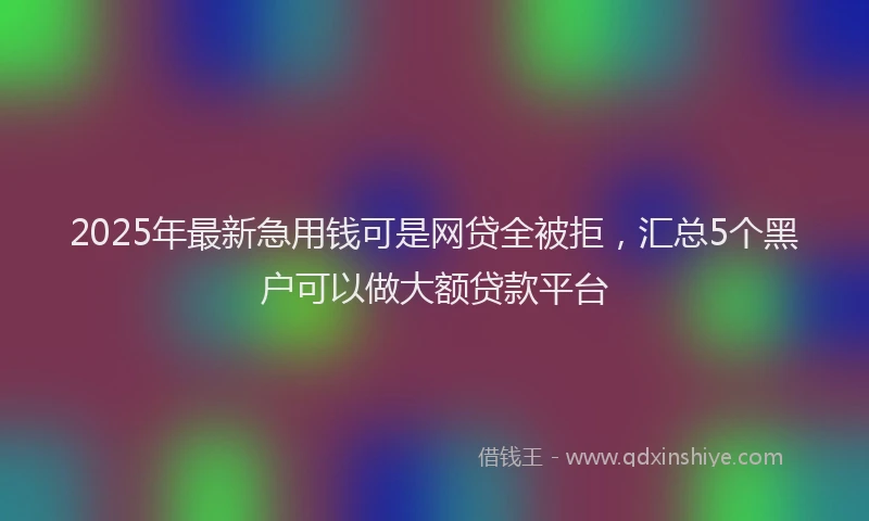 2025年最新急用钱可是网贷全被拒，汇总5个黑户可以做大额贷款平台