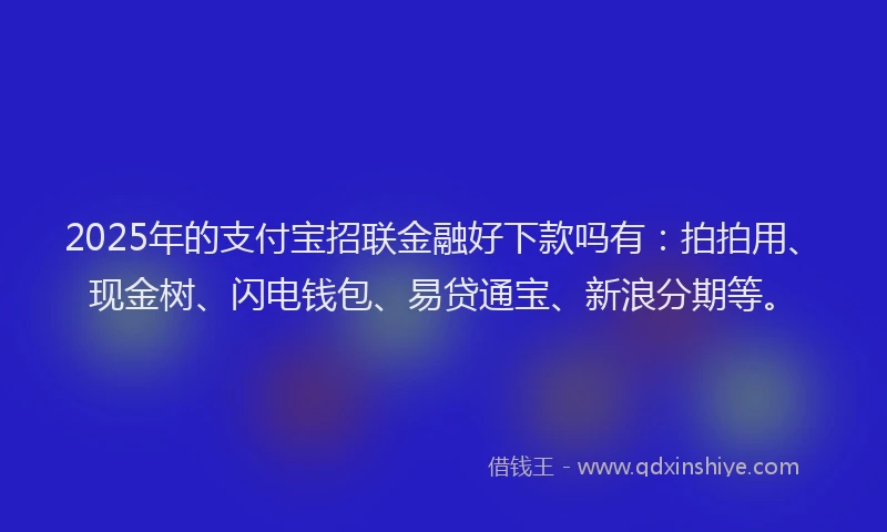 2025年的支付宝招联金融好下款吗有：拍拍用、现金树、闪电钱包、易贷通宝、新浪分期等。