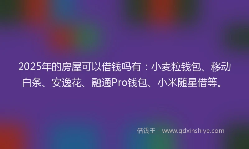2025年的房屋可以借钱吗有：小麦粒钱包、移动白条、安逸花、融通Pro钱包、小米随星借等。