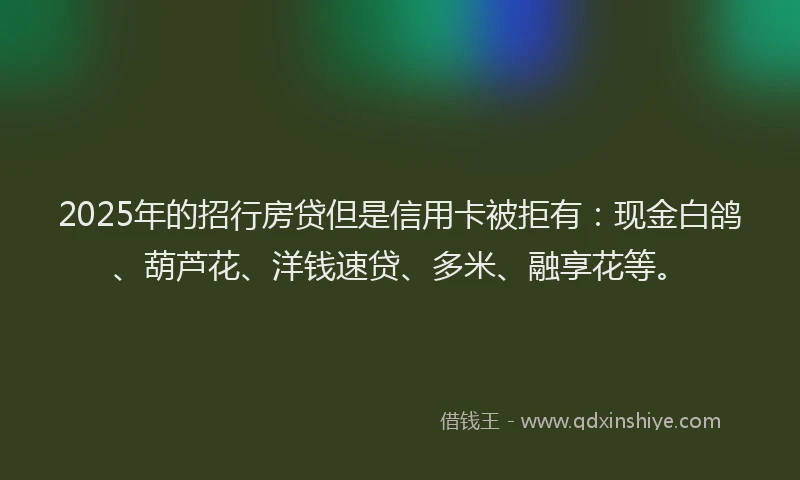2025年的招行房贷但是信用卡被拒有：现金白鸽、葫芦花、洋钱速贷、多米、融享花等。