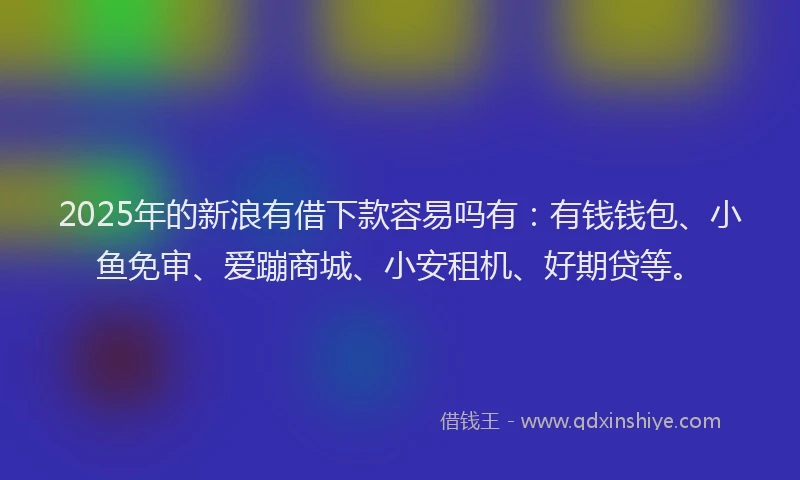 2025年的新浪有借下款容易吗有：有钱钱包、小鱼免审、爱蹦商城、小安租机、好期贷等。