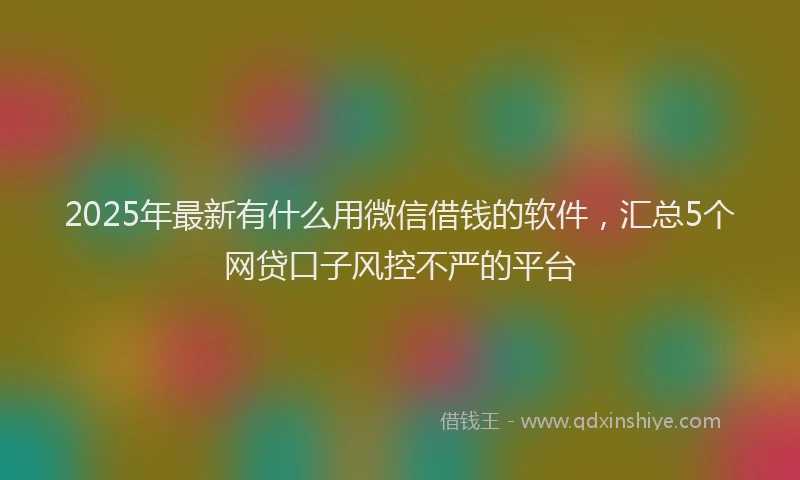 2025年最新有什么用微信借钱的软件，汇总5个网贷口子风控不严的平台
