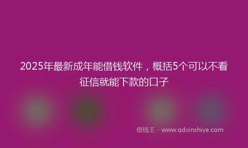 2025年最新成年能借钱软件，概括5个可以不看征信就能下款的口子