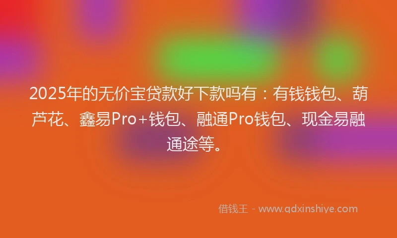 2025年的无价宝贷款好下款吗有：有钱钱包、葫芦花、鑫易Pro+钱包、融通Pro钱包、现金易融通途等。