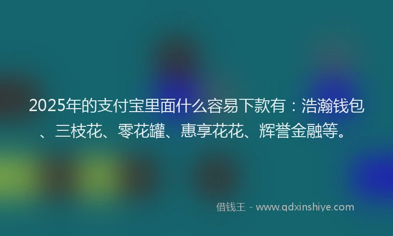 2025年的支付宝里面什么容易下款有：浩瀚钱包、三枝花、零花罐、惠享花花、辉誉金融等。
