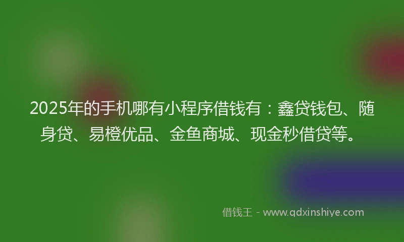 2025年的手机哪有小程序借钱有：鑫贷钱包、随身贷、易橙优品、金鱼商城、现金秒借贷等。