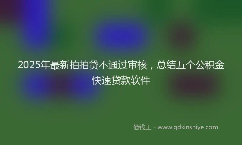 2025年最新拍拍贷不通过审核，总结五个公积金快速贷款软件