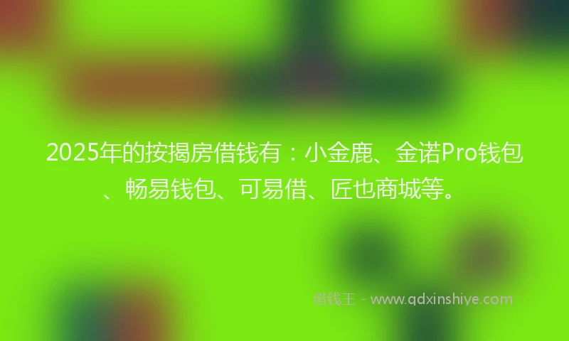 2025年的按揭房借钱有：小金鹿、金诺Pro钱包、畅易钱包、可易借、匠也商城等。