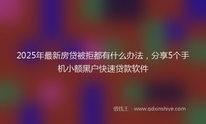 2025年最新房贷被拒都有什么办法，分享5个手机小额黑户快速贷款软件