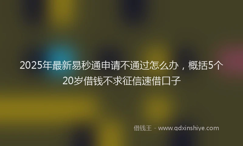 2025年最新易秒通申请不通过怎么办，概括5个20岁借钱不求征信速借口子