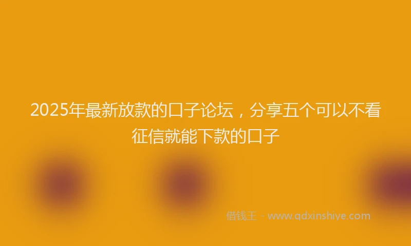 2025年最新放款的口子论坛，分享五个可以不看征信就能下款的口子