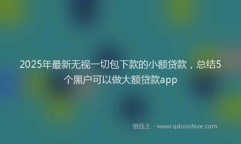 2025年最新无视一切包下款的小额贷款，总结5个黑户可以做大额贷款app