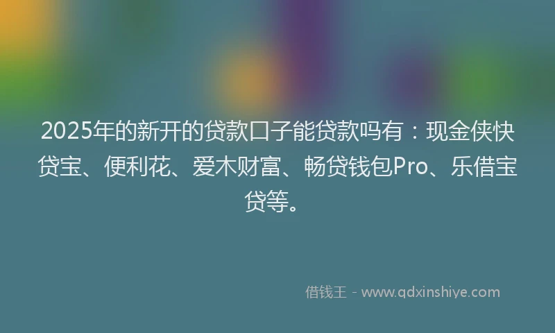 2025年的新开的贷款口子能贷款吗有：现金侠快贷宝、便利花、爱木财富、畅贷钱包Pro、乐借宝贷等。