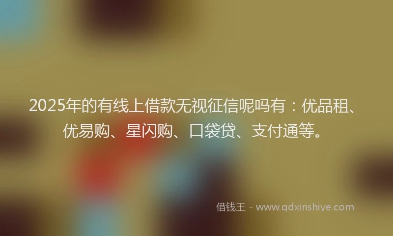 2025年的有线上借款无视征信呢吗有：优品租、优易购、星闪购、口袋贷、支付通等。