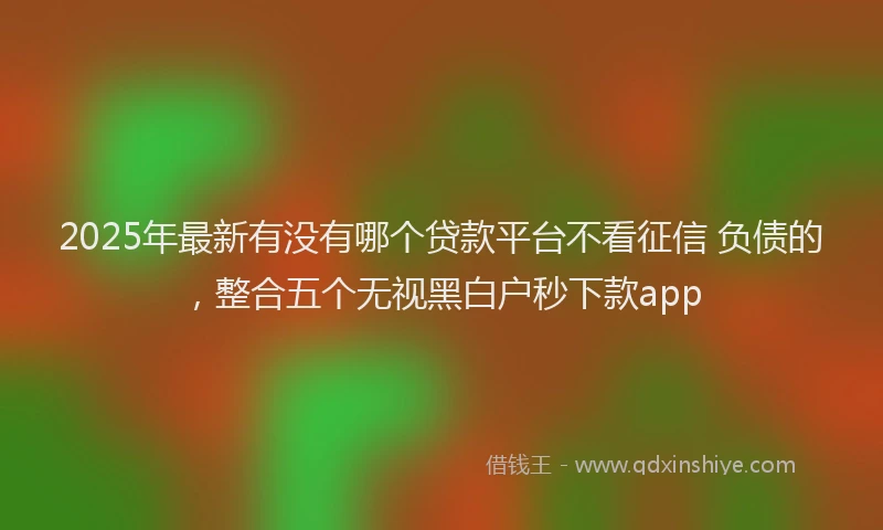 2025年最新有没有哪个贷款平台不看征信 负债的，整合五个无视黑白户秒下款app