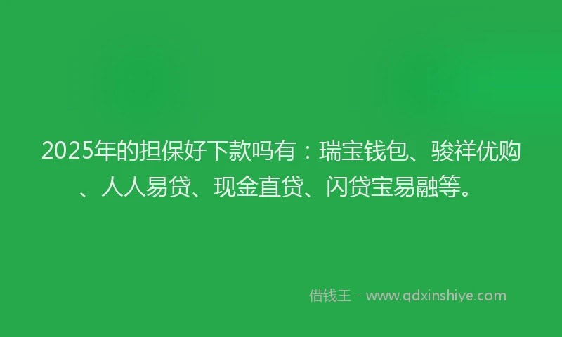 2025年的担保好下款吗有：瑞宝钱包、骏祥优购、人人易贷、现金直贷、闪贷宝易融等。