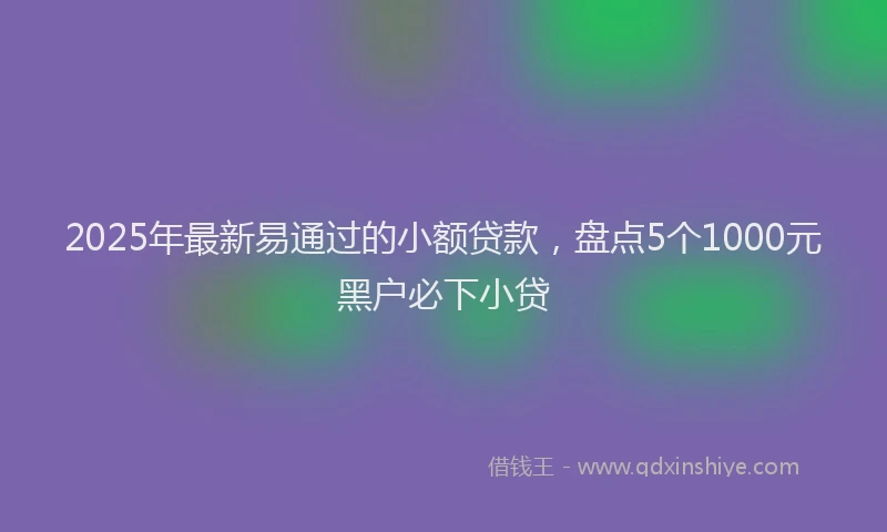 2025年最新易通过的小额贷款，盘点5个1000元黑户必下小贷