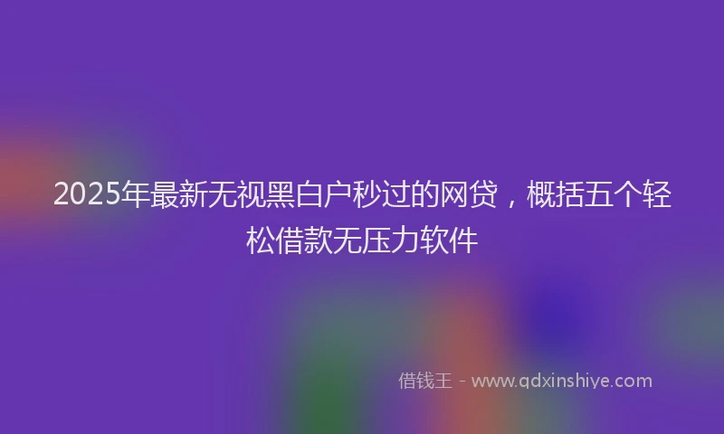 2025年最新无视黑白户秒过的网贷，概括五个轻松借款无压力软件