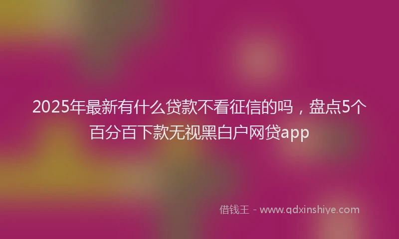 2025年最新有什么贷款不看征信的吗，盘点5个百分百下款无视黑白户网贷app