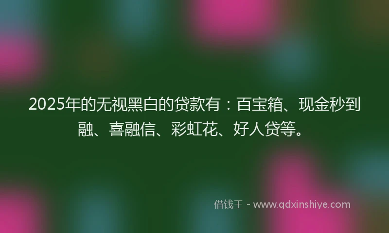 2025年的无视黑白的贷款有：百宝箱、现金秒到融、喜融信、彩虹花、好人贷等。