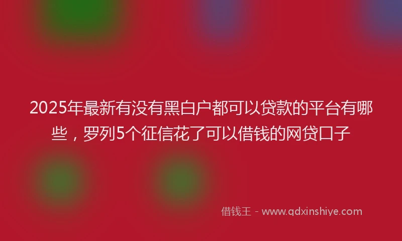 2025年最新有没有黑白户都可以贷款的平台有哪些，罗列5个征信花了可以借钱的网贷口子
