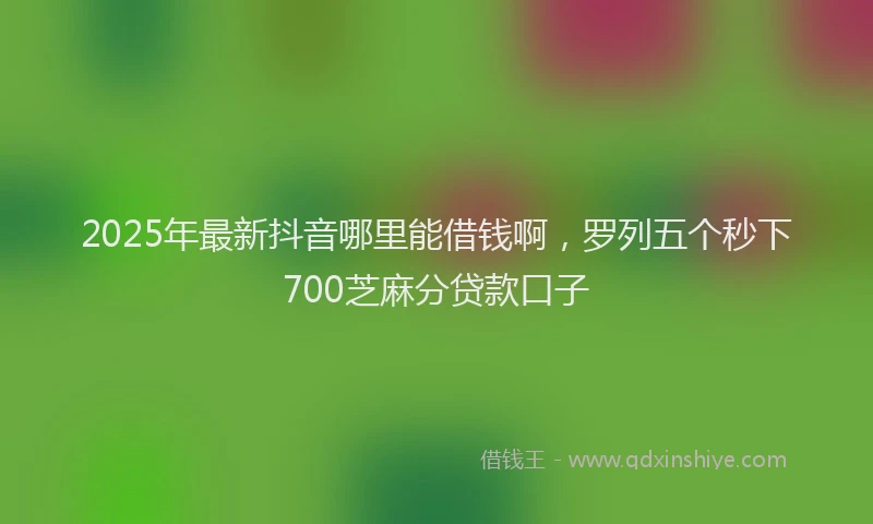 2025年最新抖音哪里能借钱啊，罗列五个秒下700芝麻分贷款口子
