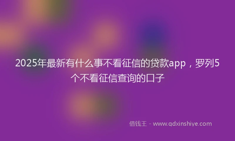 2025年最新有什么事不看征信的贷款app，罗列5个不看征信查询的口子
