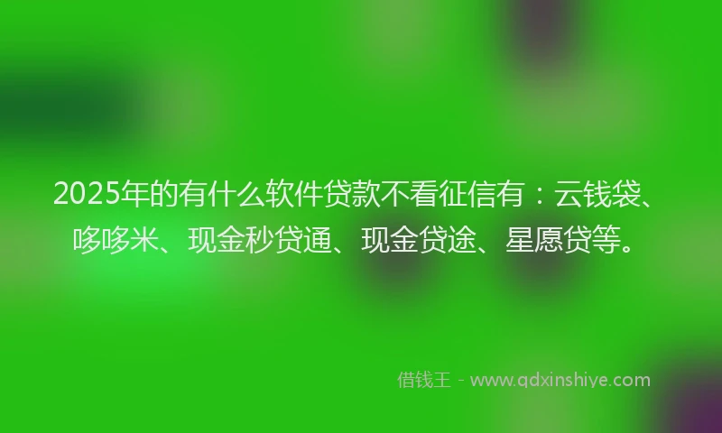 2025年的有什么软件贷款不看征信有：云钱袋、哆哆米、现金秒贷通、现金贷途、星愿贷等。