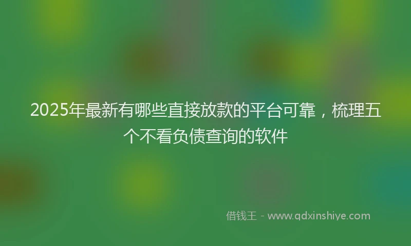 2025年最新有哪些直接放款的平台可靠，梳理五个不看负债查询的软件
