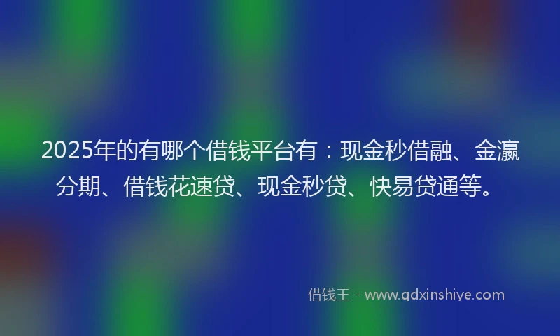 2025年的有哪个借钱平台有：现金秒借融、金瀛分期、借钱花速贷、现金秒贷、快易贷通等。