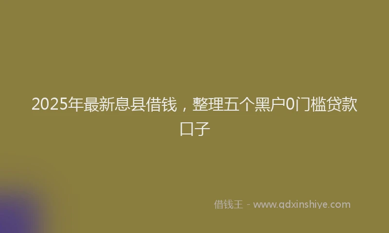 2025年最新息县借钱，整理五个黑户0门槛贷款口子
