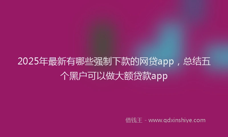 2025年最新有哪些强制下款的网贷app，总结五个黑户可以做大额贷款app