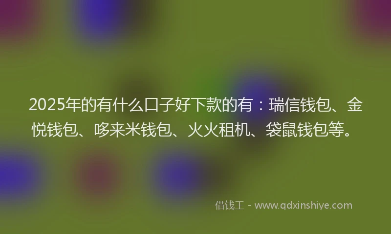 2025年的有什么口子好下款的有：瑞信钱包、金悦钱包、哆来米钱包、火火租机、袋鼠钱包等。