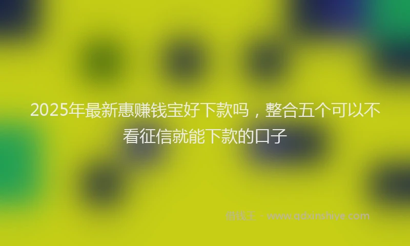 2025年最新惠赚钱宝好下款吗，整合五个可以不看征信就能下款的口子
