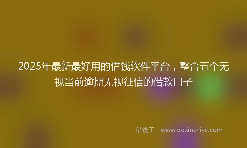 2025年最新最好用的借钱软件平台，整合五个无视当前逾期无视征信的借款口子
