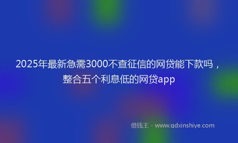 2025年最新急需3000不查征信的网贷能下款吗，整合五个利息低的网贷app