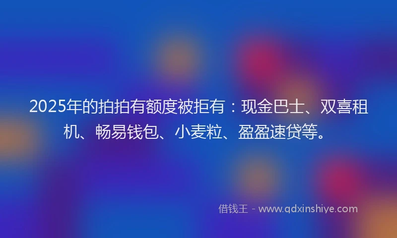 2025年的拍拍有额度被拒有：现金巴士、双喜租机、畅易钱包、小麦粒、盈盈速贷等。