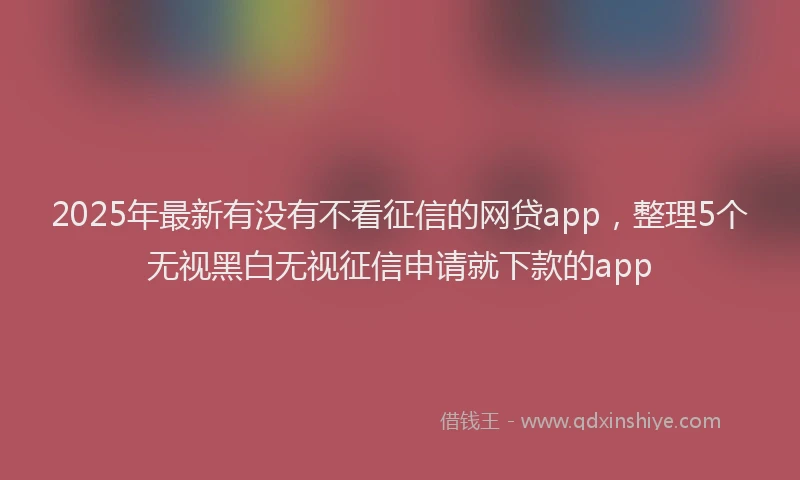 2025年最新有没有不看征信的网贷app，整理5个无视黑白无视征信申请就下款的app
