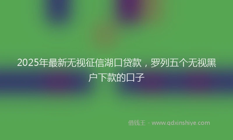 2025年最新无视征信湖口贷款，罗列五个无视黑户下款的口子