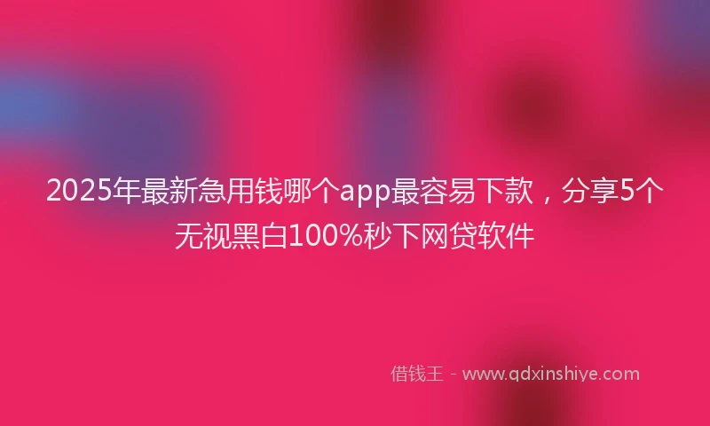 2025年最新急用钱哪个app最容易下款，分享5个无视黑白100%秒下网贷软件