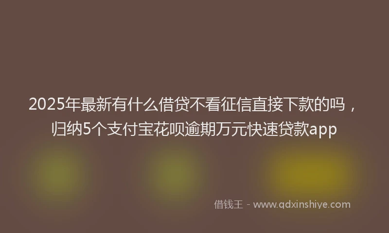 2025年最新有什么借贷不看征信直接下款的吗，归纳5个支付宝花呗逾期万元快速贷款app