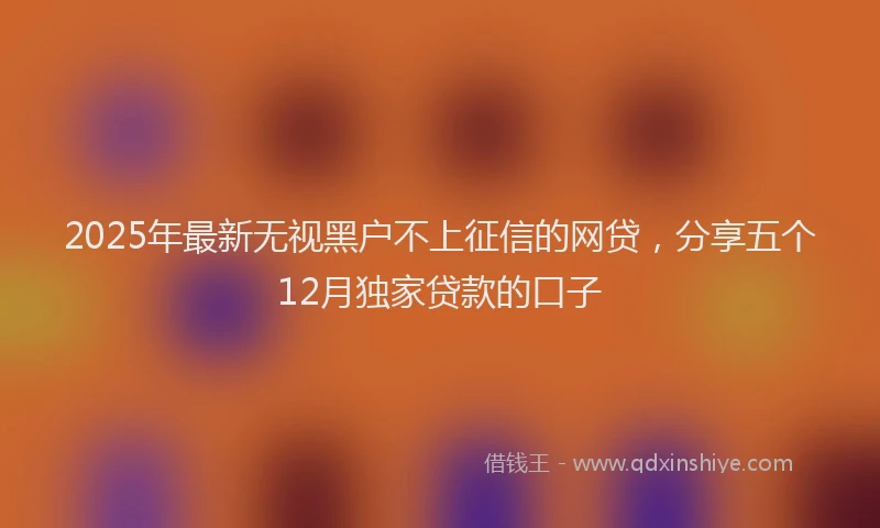 2025年最新无视黑户不上征信的网贷，分享五个12月独家贷款的口子