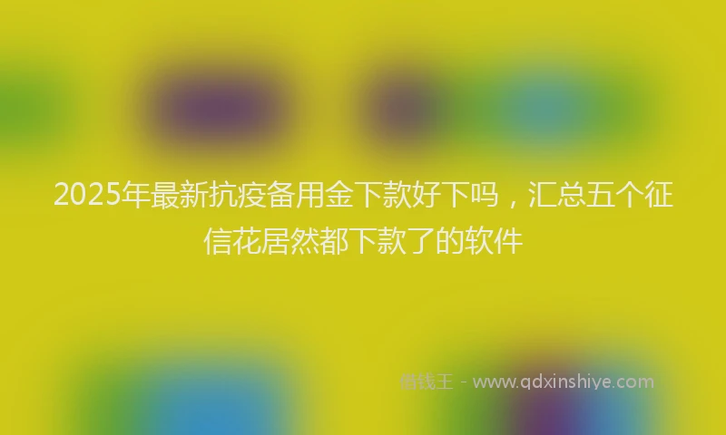 2025年最新抗疫备用金下款好下吗，汇总五个征信花居然都下款了的软件