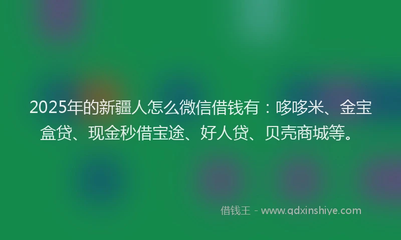 2025年的新疆人怎么微信借钱有：哆哆米、金宝盒贷、现金秒借宝途、好人贷、贝壳商城等。