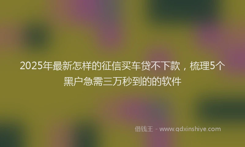 2025年最新怎样的征信买车贷不下款，梳理5个黑户急需三万秒到的的软件