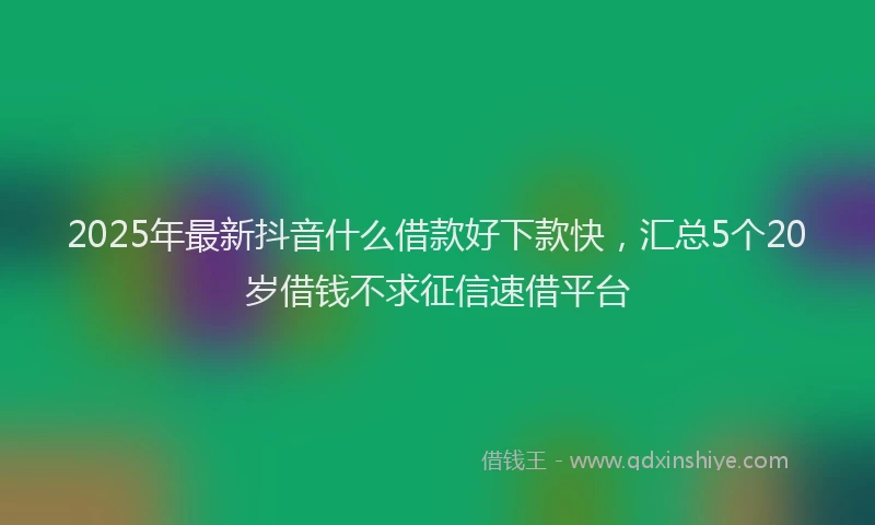 2025年最新抖音什么借款好下款快，汇总5个20岁借钱不求征信速借平台