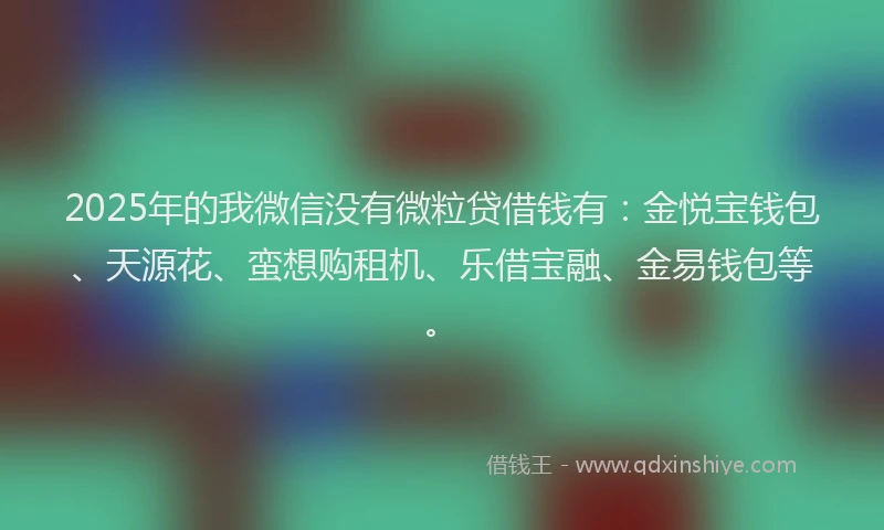 2025年的我微信没有微粒贷借钱有：金悦宝钱包、天源花、蛮想购租机、乐借宝融、金易钱包等。